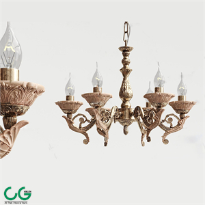 European Classical Metal Long Chandelier 3d Model